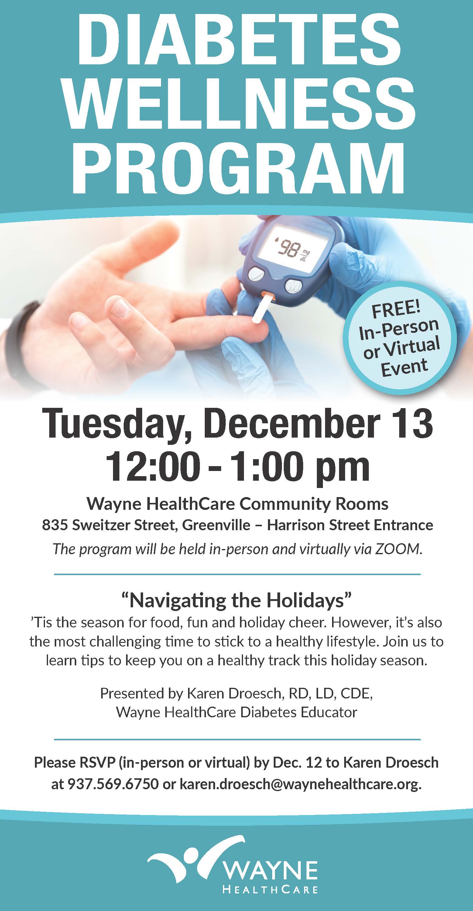 Diabetes Wellness Flyer with finger checking 